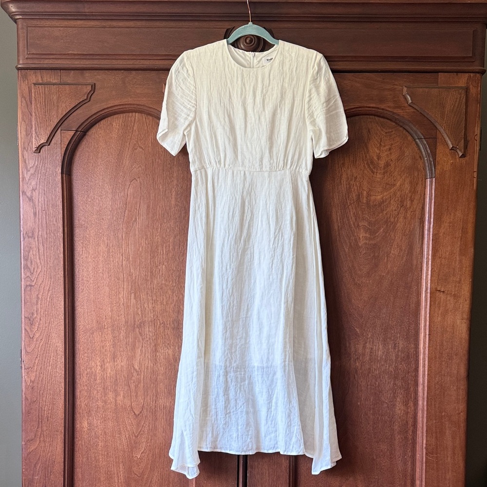 Wolfie Women’s Cream Midi Dress with Short Sleeves